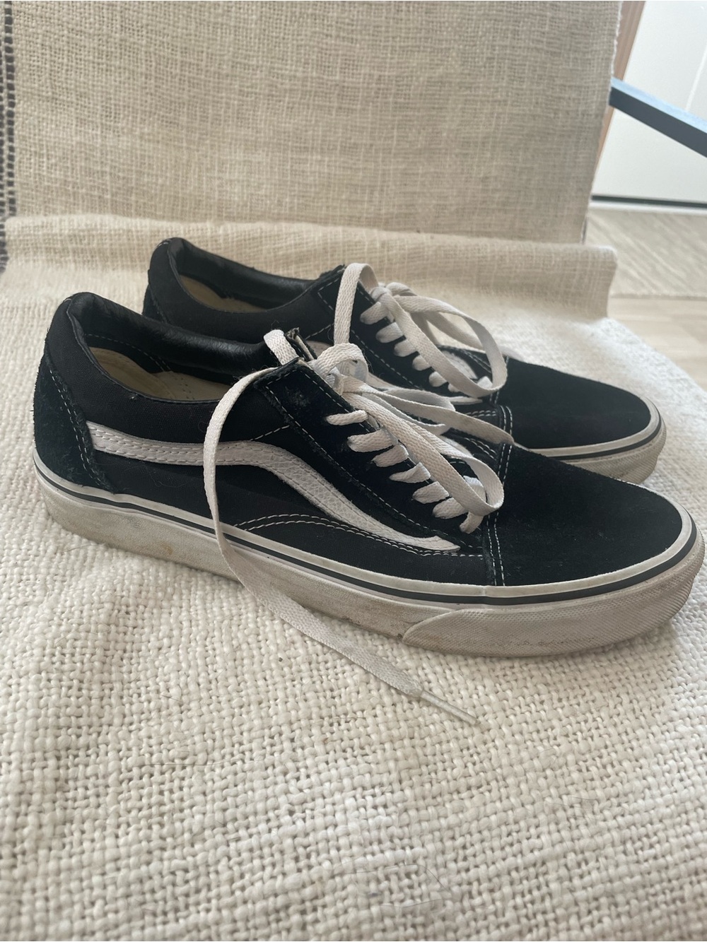 Classic Vans Black Low-Top Skate Sneakers with White Stripe